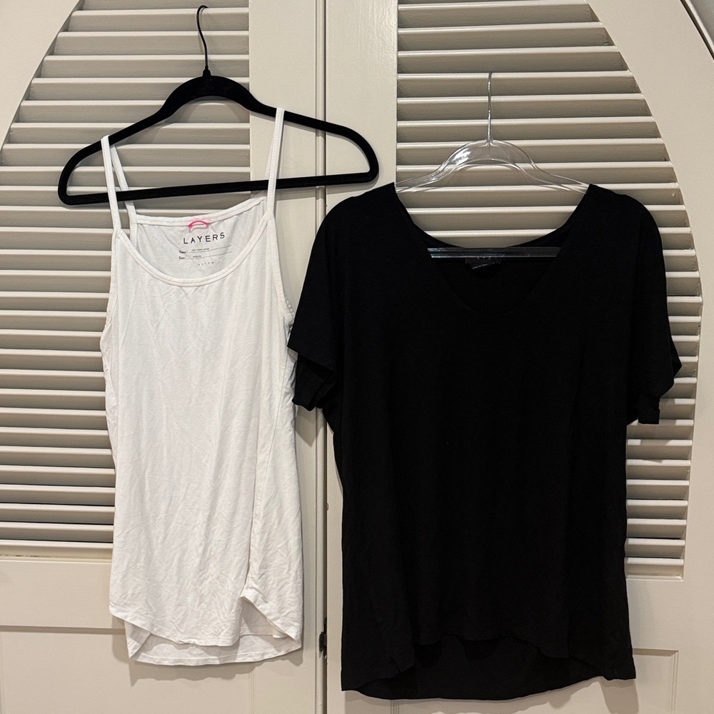 Hatch Women's White Tank Top and Black T-Shirt Set Maternity Size Medium
